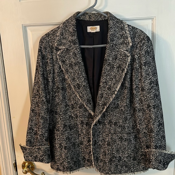 Talbots Jackets & Blazers - Talbots tweed fringe edge blazer navy 7683